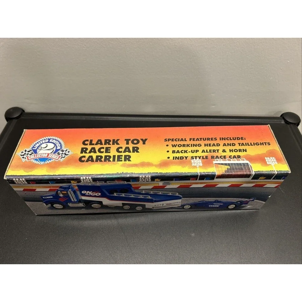 Limited Edition Clark Toy Race Car Carrier & Race Car Has Lights/Sounds 96 Boxed